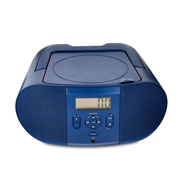 Onn. Portable CD Boombox with Digital FM Radio, Navy