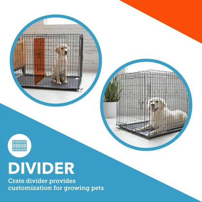 Vibrant Life Double Door Metal Wire 42  Dog Crate  Leak-Proof Pan and Divider for Dogs Upto 90 Lb