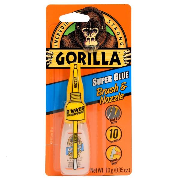 Gorilla Super Glue with Brush & Nozzle Applicator, 10 Gram, Clear, (Pack of 1)