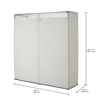 Mainstays Single Steel Tier Zippered Extra Wide Clothes Closet, 60", Grey Pumice