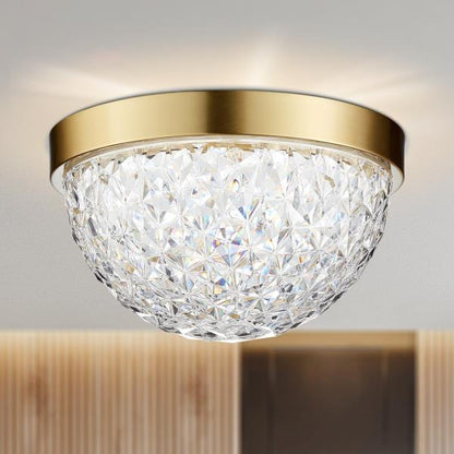 MYTH REALM Castor Crystal Hemispheric LED Flush Mount Ceiling Light 11  - 3 Color Options Silver