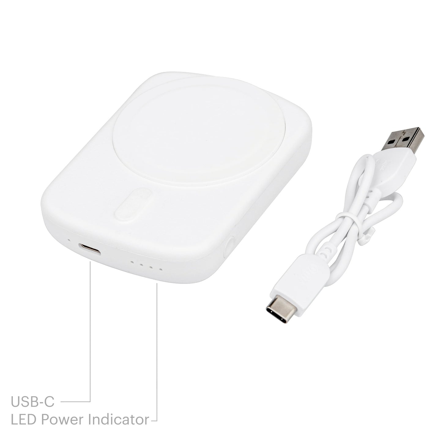 onn. 4K MagSafe Power Bank for iPhone 15, 14, 13, & 12 Models, White