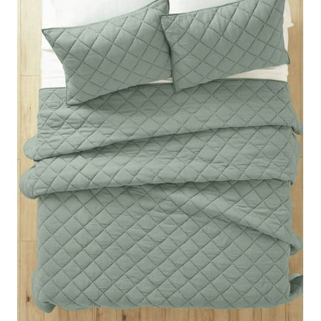Better Homes & Gardens Sage Green Diamond Gauze Quilt, Full/Queen
