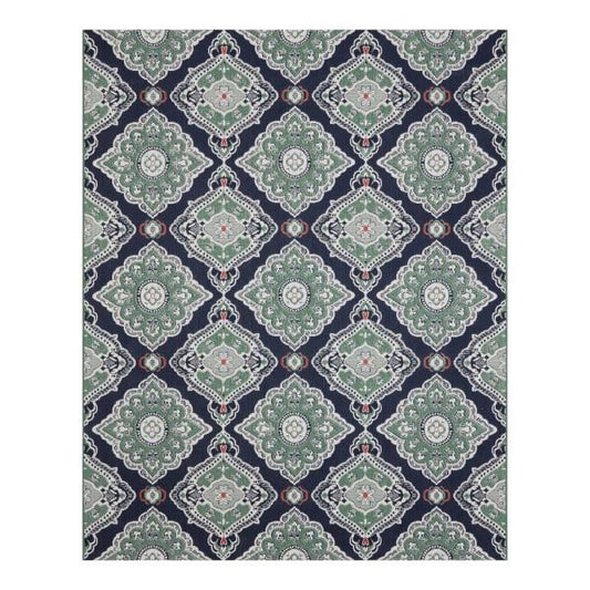 Oak Hill Blue 8 Ft. X 10 Ft. Medallion Indoor/Outdoor Area Rug