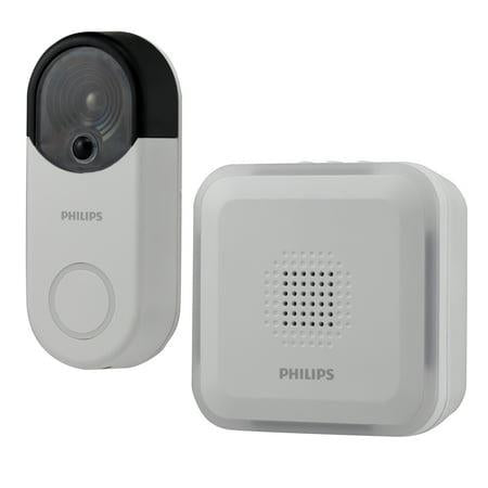 PHILIPS Wireless Security Doorbell Chime Kit, Decoy Doorbell Camera, Motion-Activated Light, Decoy Doorbell Home Security Cameras, Wireless Doorbell Chime, 150 Ft Range, White, DES6572WB/37