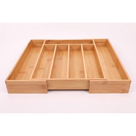 Better Homes & Gardens Natural Bamboo Expandable Silverware Organizer  13.98 X 10.04-15.35 X 1.97 Inches