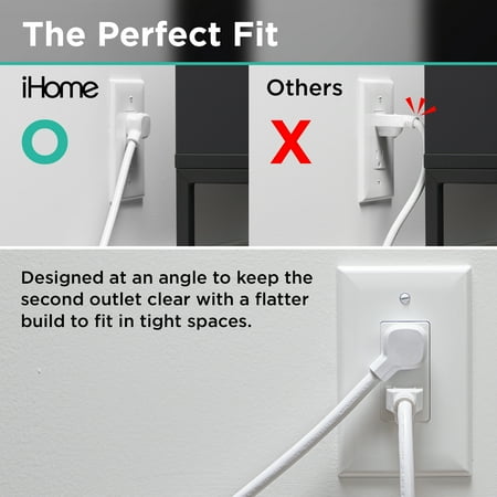 iHome 6 Outlet Smart Surge Protector Works with Alexa and Google Home, App Control, and Timer, 3 Prong - White