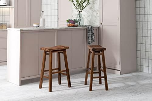 Sonoma Saddle 29 in. Chestnut Wire-Brush Backless Barstool (2-Pack)