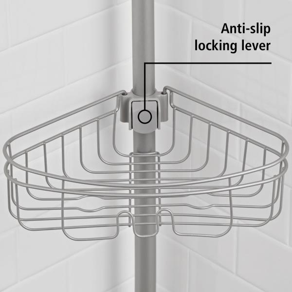 Tension Rod Shower Caddy, Rust-Resistant 3 Tier Corner Pole Caddy, 5 - 8 Ft.