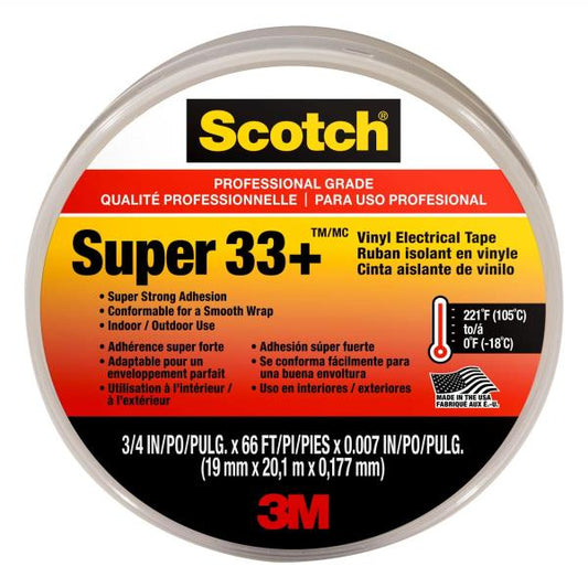 Scotch Super 33+ Vinyl Electrical Tape  Black  3/4 in. X 52 Ft.