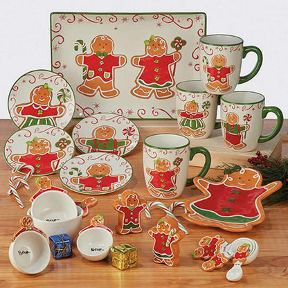 Holiday Magic Gingerbread 6 in. Multicolored Earthenware Canape Plate (Set of 4)