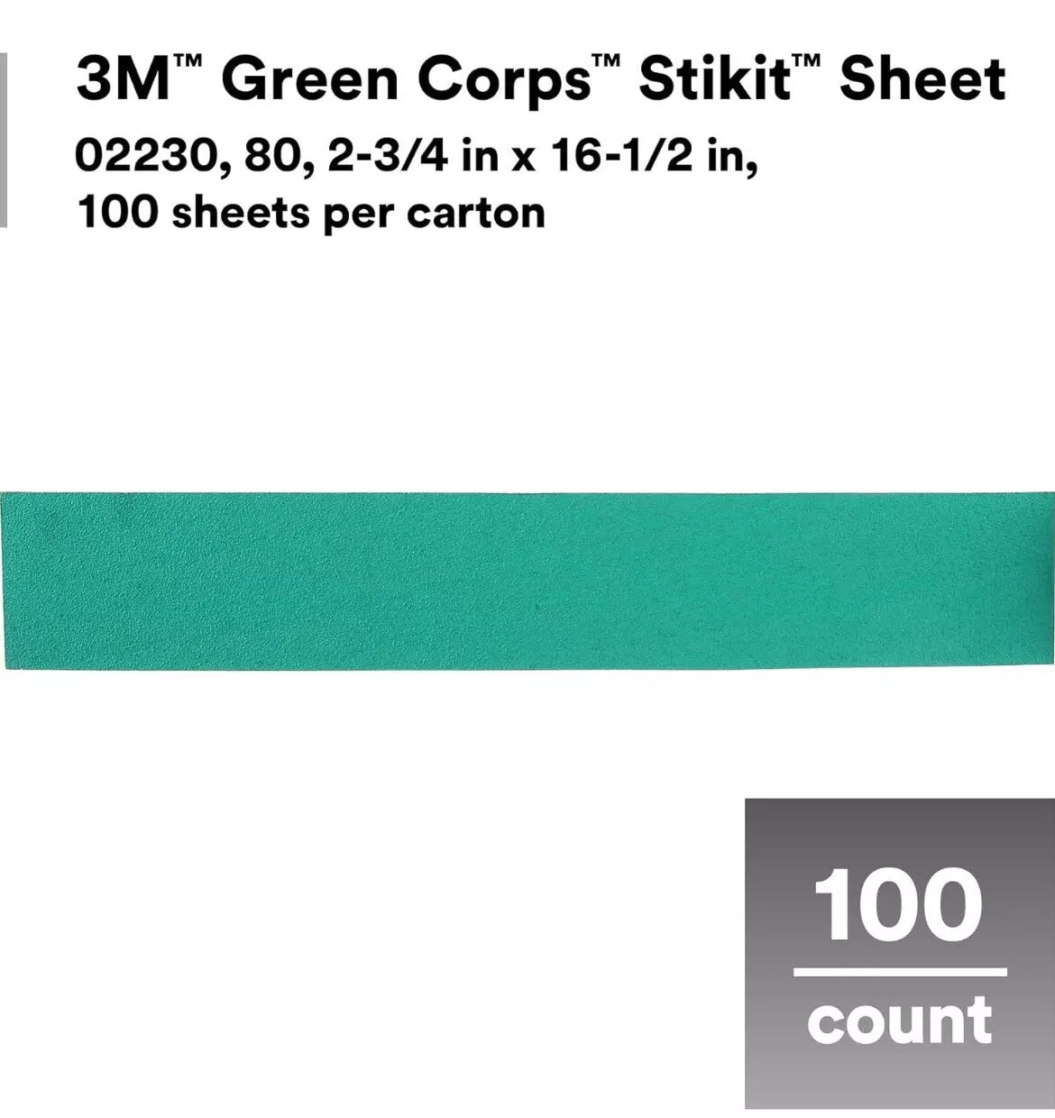 3M 2230 Green Corps Stikit Production Sheet 02230 2 3/4" x 16 1/2" 80D 100/box